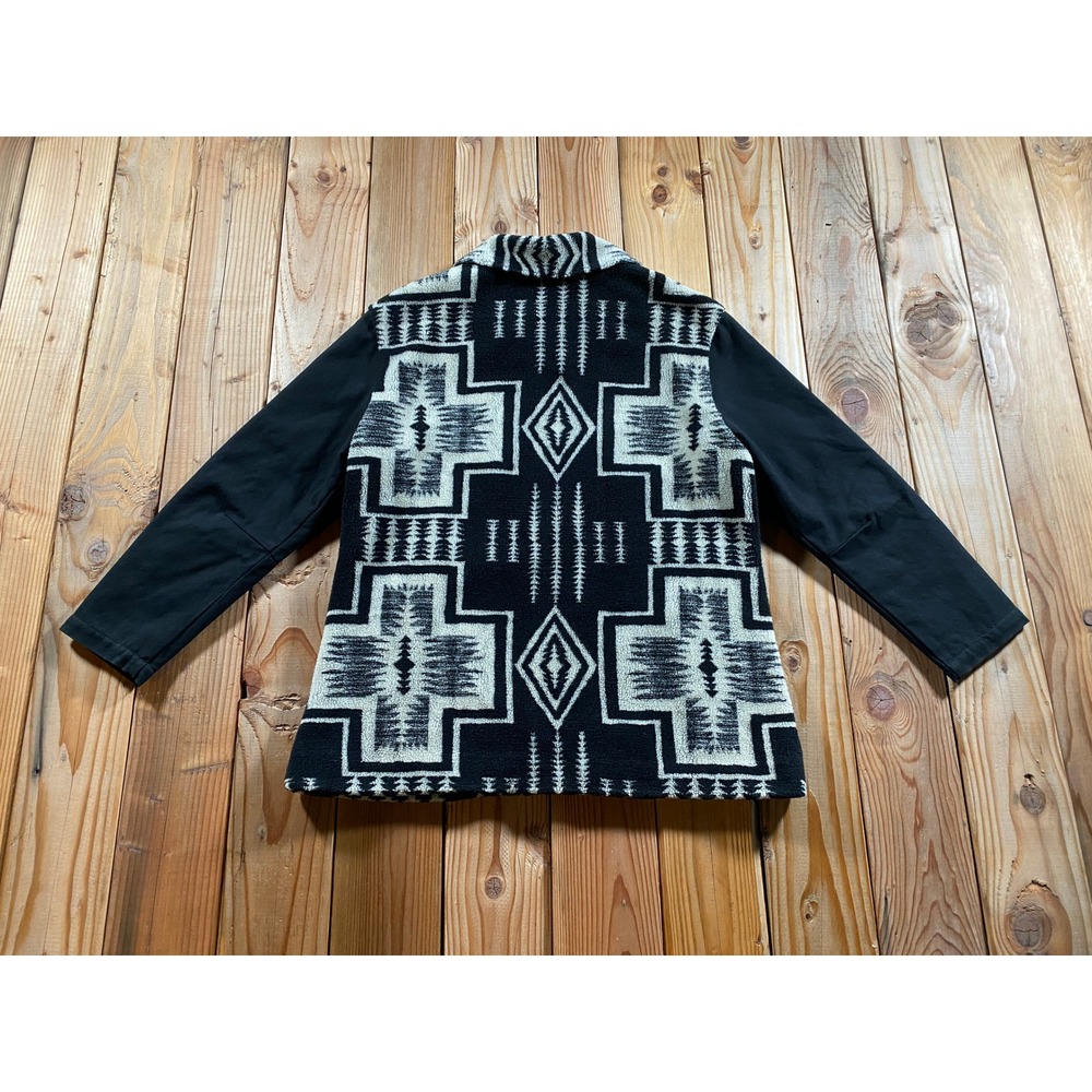 Pendleton Dry Goods XL Full Zip Southwestern Fleece Canvas Aztec Jacket Black - Picture 3 of 11
